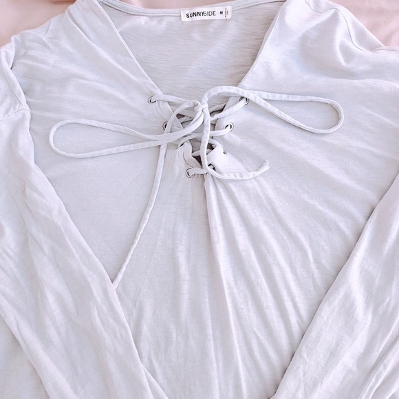 Sunny side fairycore light blue tie up long sleeved blouse - Picture 2 of 3